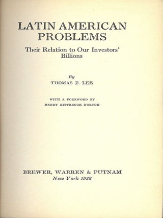 Item #44020 LATIN AMERICAN PROBLEMS. Thomas F. LEE