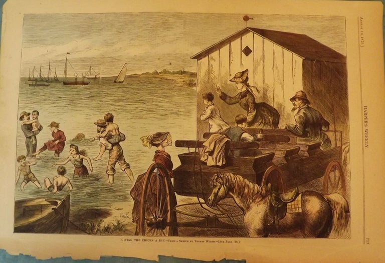 Item #44639 FIRE ISLAND, NY: GIVING THE CHICKS A DIP. HARPER'S WEEKLY.