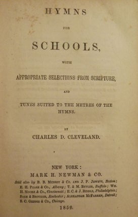 Item #44651 HYMNS FOR SCHOOLS. Charles D. CLEVELAND