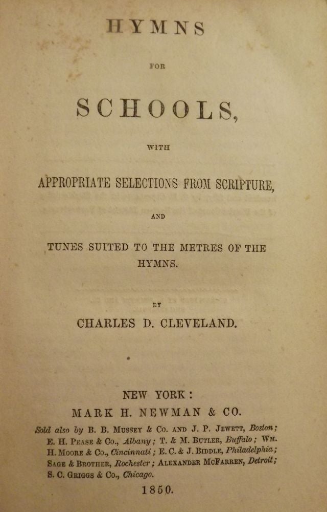 Item #44651 HYMNS FOR SCHOOLS. Charles D. CLEVELAND.