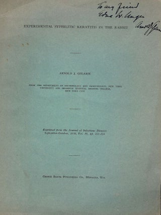 Item #45623 A STUDY OF THE THERAPEUTIC MECHANISM OF ANTIPNEUMOCOCCIC SERUM ON. Arnold J. GELARIE