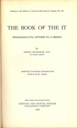 Item #45759 THE BOOK OF THE IT. Georg GRODDECK