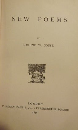 Item #46 NEW POEMS. Edmund W. GOSSE