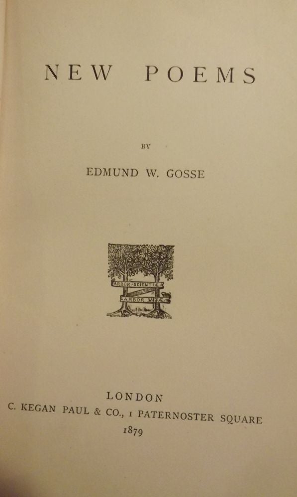 Item #46 NEW POEMS. Edmund W. GOSSE.