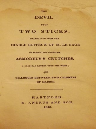 Item #46386 THE DEVIL UPON TWO STICKS. M. LE SAGE