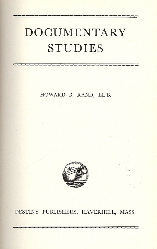 Item #46605 DOCUMENTARY STUDIES. Howard B. RAND.