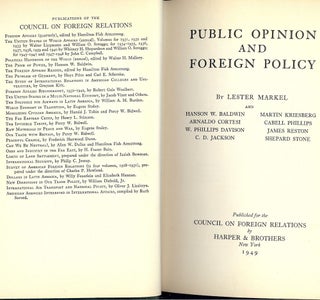 Item #46922 PUBLIC OPINION AND FOREIGN POLICY. Lester MARKEL