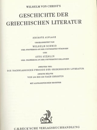 GESCHICHTE DER GRIECHISCHEN LITERATUR