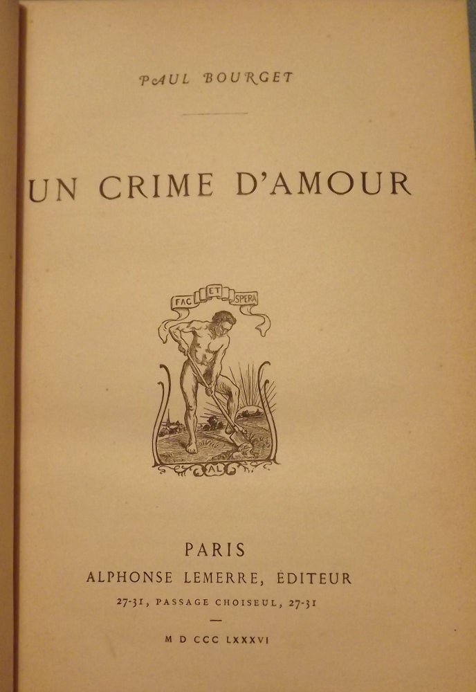 Item #4743 UN CRIME D'AMOUR. Paul BOURGET.