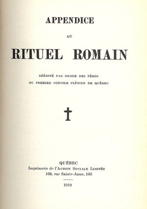 Item #4755 APPENDICE AU RITUEL ROMAIN