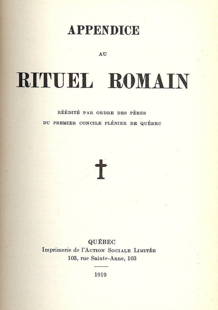Item #4755 APPENDICE AU RITUEL ROMAIN.