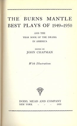 Item #48070 THE BURNS MANTLE BEST PLAYS OF 1949-1950. John CHAPMAN