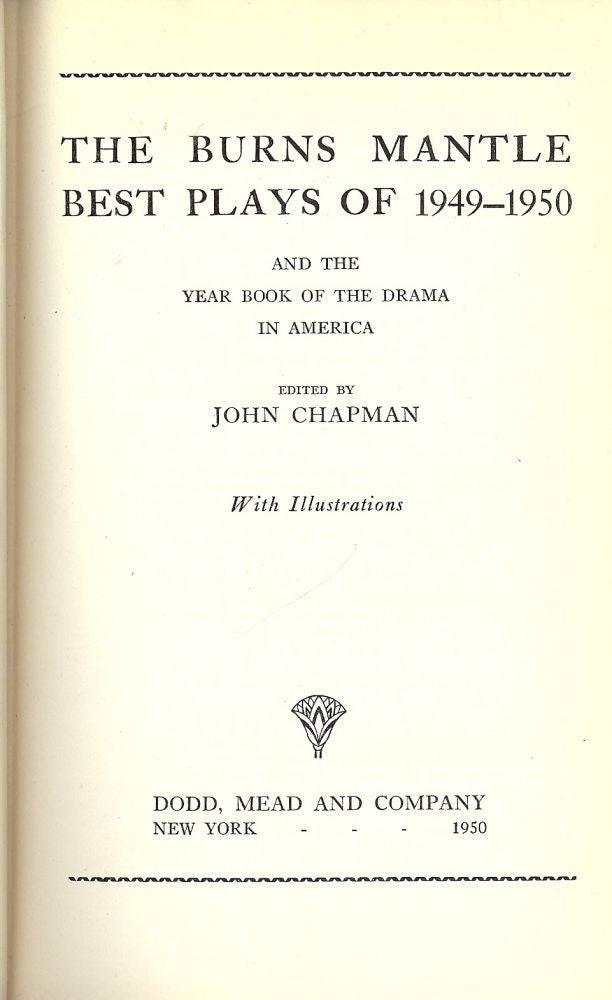 Item #48070 THE BURNS MANTLE BEST PLAYS OF 1949-1950. John CHAPMAN.