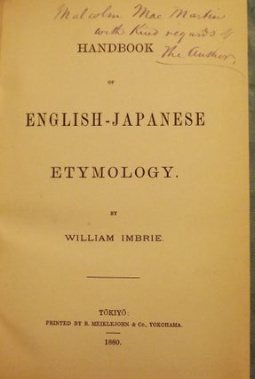 Item #48300 HANDBOOK OF ENGLISH-JAPANESE ETYMOLOGY. William IMBRIE