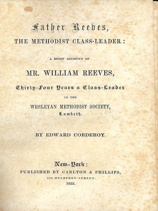 FATHER REEVES, THE METHODIST CLASS-LEADER SUCKASUNNA NJ
