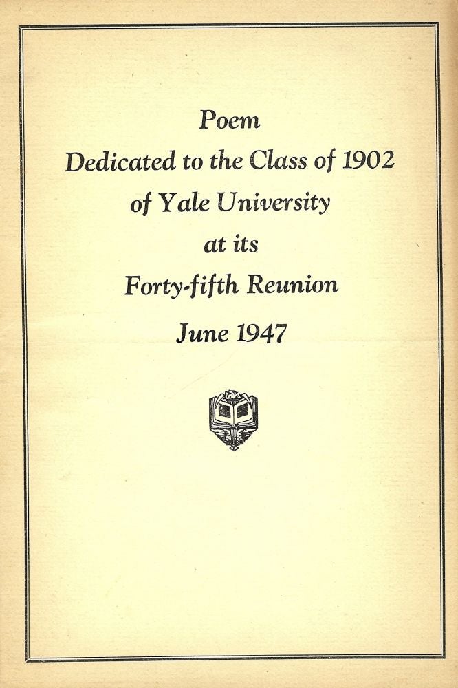 Item #49755 POEM DEDICATED TO THE CLASS OF 1902 OF YALE UNIVERSITY. Floyd W. JEFFERSON.