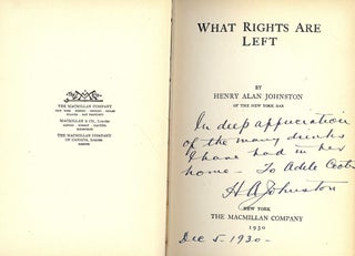 Item #49800 WHAT RIGHTS ARE LEFT. Henry Alan JOHNSTON