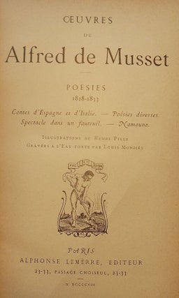 Item #49838 OEUVRES DE ALFRED DE MUSSET: POESIES 1828-1833. Alfred de MUSSET