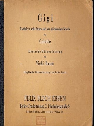 Item #50275 GIGI. Vicki BAUM