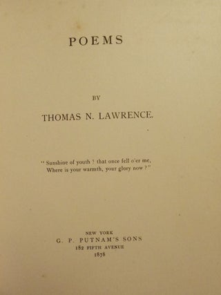 Item #50289 POEMS. Thomas N. LAWRENCE
