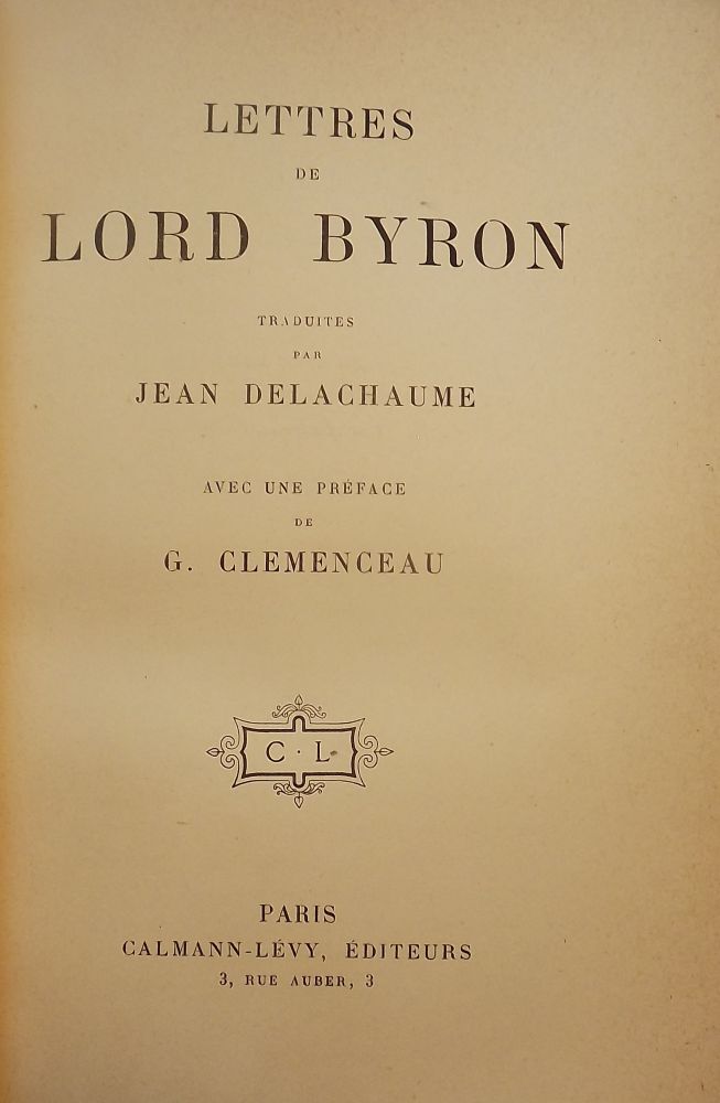 LETTRES DE LORD BYRON | LORD BYRON | First Edition. Signed presentation ...