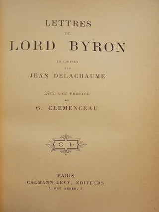 Item #50352 LETTRES DE LORD BYRON. LORD BYRON