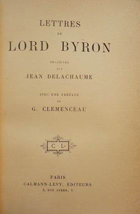 Item #50352 LETTERS DE LORD BYRON. G. CLEMENCEAU