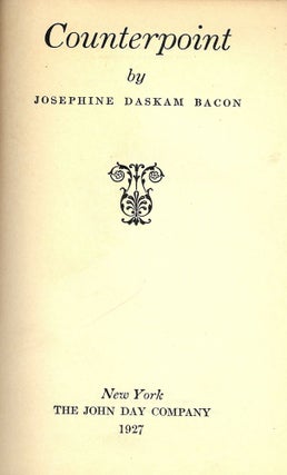 Item #50764 COUNTERPOINT. Josephine Daskam BACON