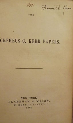 Item #50958 THE ORPHEUS C. KERR PAPERS. ANONYMOUS