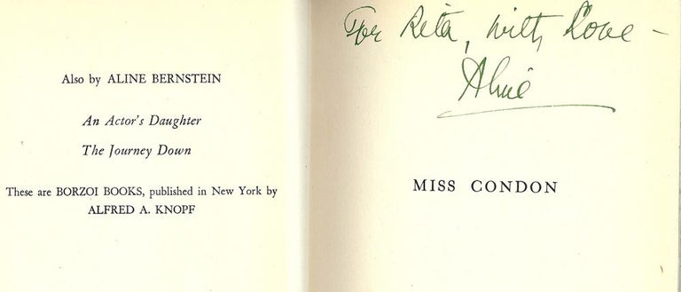 Item #51031 MISS CONDON. Aline BERNSTEIN.