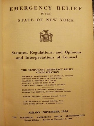 EMERGENCY RELIEF IN THE STATE OF NEW YORK