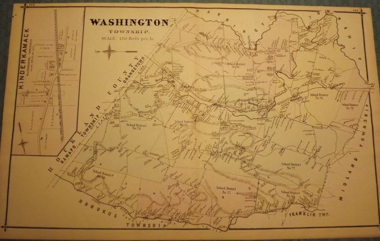 Item #51312 BERGEN COUNTY: WASHINGTON TOWNSHIP, HOHOKUS, PARK RIDGE, WESTWOOD MAP. C. C. PEASE.