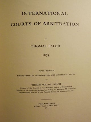 INTERNATIONAL COURTS OF ARBITRATION