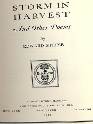 Item #52058 STORM IN HARVEST AND OTHER POEMS. Edward STEESE