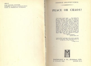 Item #52685 PEACE OR CHAOS? George SOLOVEYTCHIK