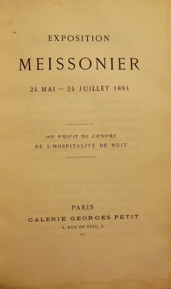 Item #52811 EXPOSITION MEISSONIER 24 MAI-24 JUILLET 1884: AU PROFIT DE L'EUVRE. MEISSONIER.