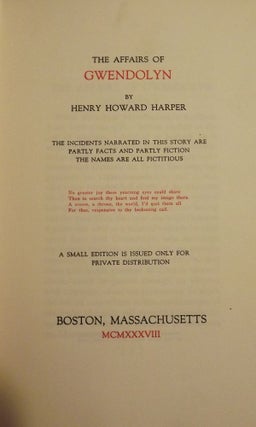 Item #53012 THE AFFAIRS OF GWENDOLYN. Henry Howard HARPER