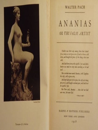 Item #53033 ANANIAS OR THE FALSE ARTIST. Walter PACH