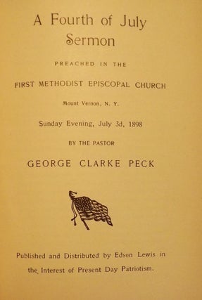 Item #53390 FIRST METHODIST EPISCOPAL CHURCH MOUNT VERNON, NY 15 SERMONS SIGNED. George Clarke PECK