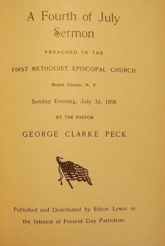 Item #53390 FIRST METHODIST EPISCOPAL CHURCH MOUNT VERNON, NY 15 SERMONS SIGNED. George Clarke PECK.