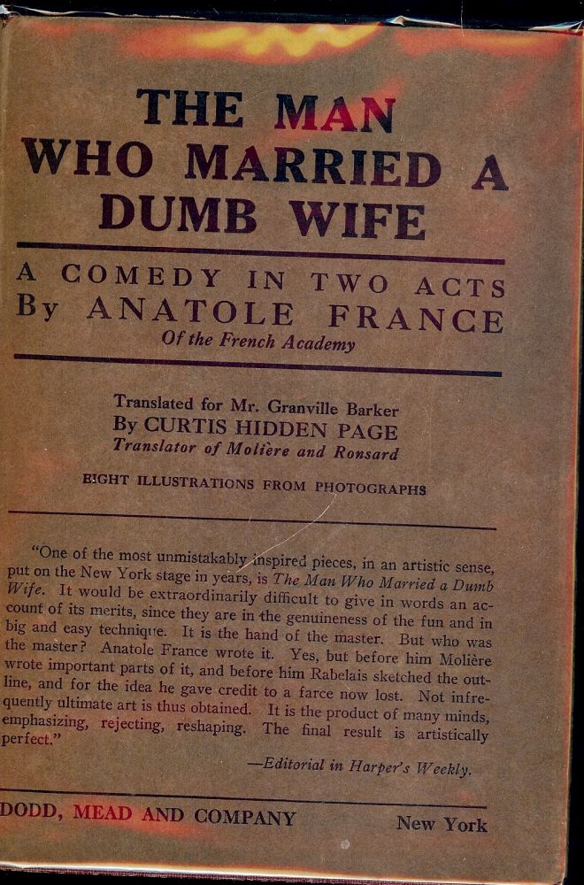 Item #54880 THE MAN WHO MARRIED A DUMB WIFE. Anatole FRANCE.
