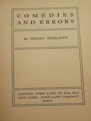 Item #54957 COMEDIES AND ERRORS. Henry HARLAND