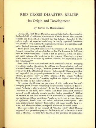 RED CROSS DISASTER RELIEF: ITS ORIGIN AND DEVELOPMENT