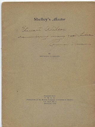 Item #55792 SHELLEY'S ALASTOR. Raymond D. HAVENS