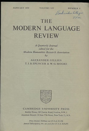 Item #55793 SHELLEY'S COPY OF DIOGENES LAERTIUS. In "the Modern Language Review." Roy R. MALE