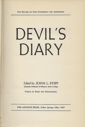 DEVIL'S DIARY. EDITED BY JOHN L. STIPP