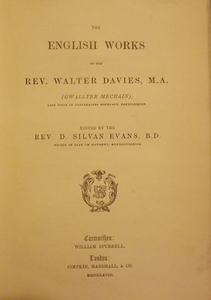GWAITH [THE ENGLISH WORKS OF THE REV. WALTER DAVIES, M.A. (GWALLTER MECHAIN)]