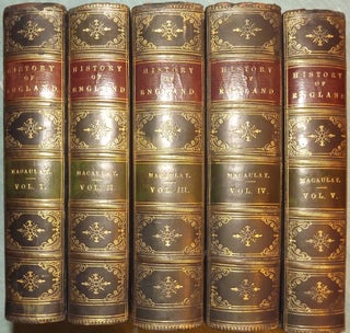 Item #56224 THE HISTORY OF ENGLAND FROM THE ACCESSION OF JAMES II. FIVE LEATHER-BOUND VOLUMES....