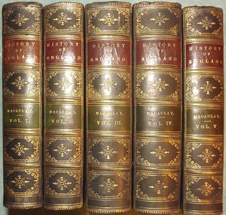 Item #56224 THE HISTORY OF ENGLAND FROM THE ACCESSION OF JAMES II. FIVE LEATHER-BOUND VOLUMES. Thomas Babington MACAULAY.