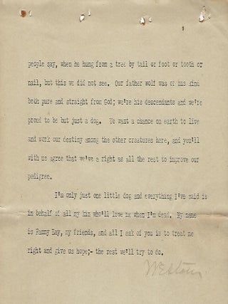 FANNIE LAY: A DOG'S REVERIE. ORIGINAL TYPED MANUSCRIPT
